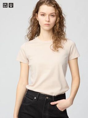 Uniqlo Women's Short Sleeve Crew Tee - Light Cream